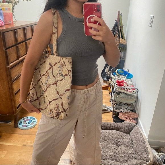 Vintage Beige Tote Bag with Artistic Design Ángels - Picture 6 of 7